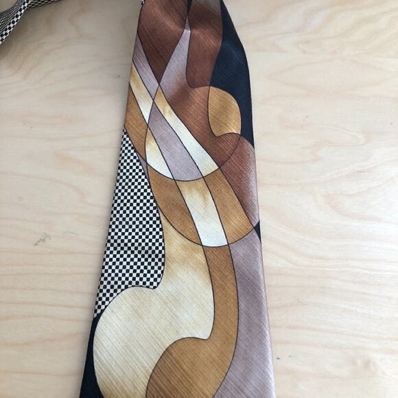 Vintage Portofino Collection Handmade Silk Necktie - Checks & Swirls - Picture 5 of 8